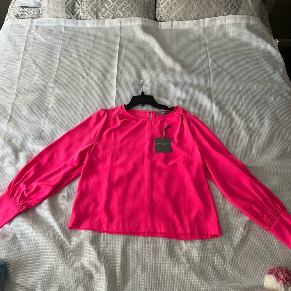 Marled Fuchsia Long Sleeve Blouse - Picture 3 of 14